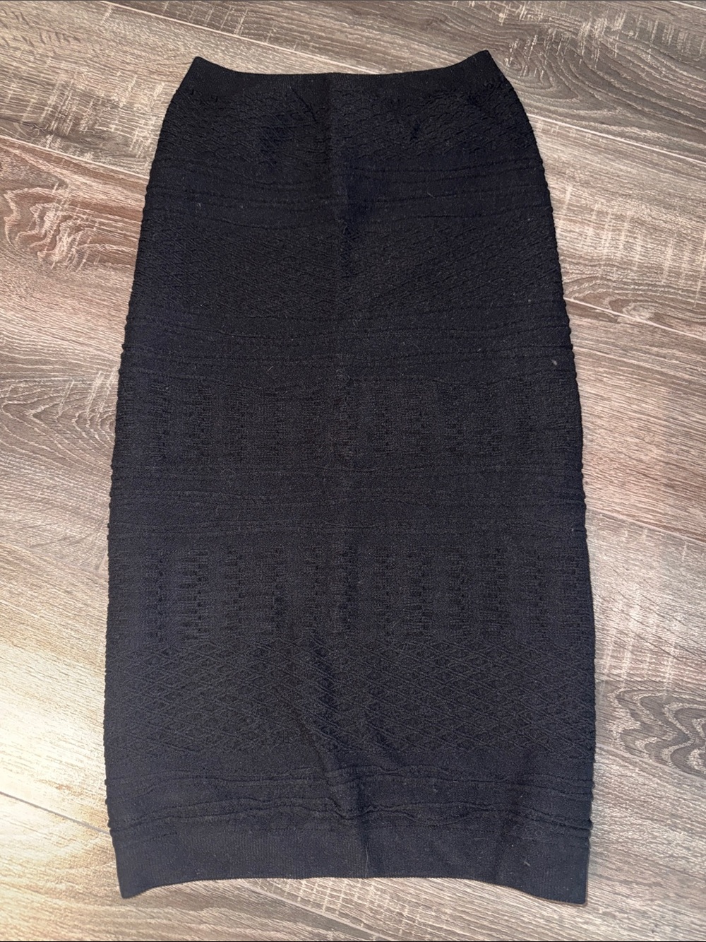 Marciano Black Textured Knit Pencil Skirt